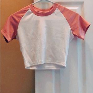 Pink and white shein baby tee 🌈